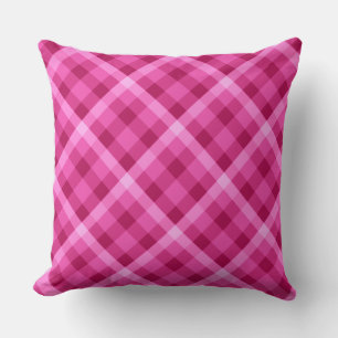 Beautiful Pink Magenta Plaid Big Throw Pillow