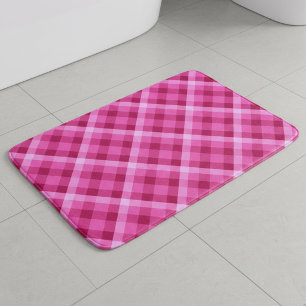 Beautiful Pink Magenta Plaid Large Bath Mat