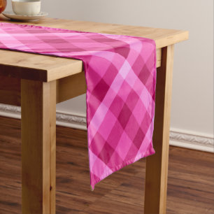 Beautiful Pink Magenta Plaid Large Table Runner