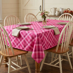 Beautiful Pink Magenta Plaid Large Tablecloth