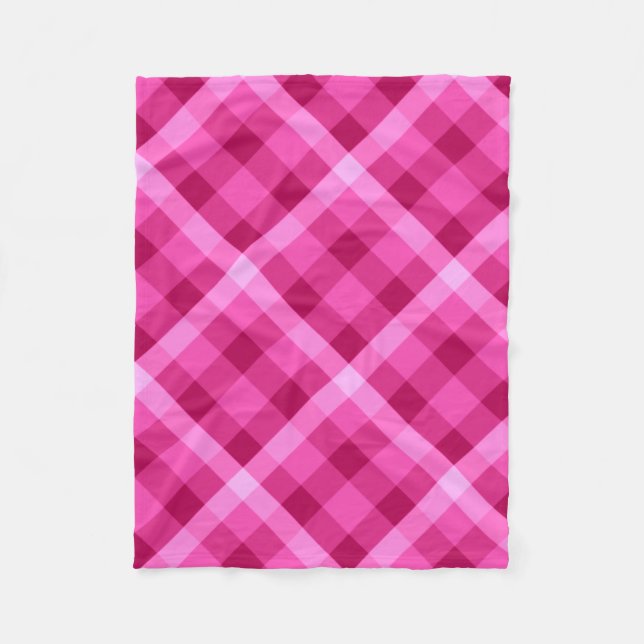 Beautiful Pink Magenta Plaid Small Fleece Blanket (Front)