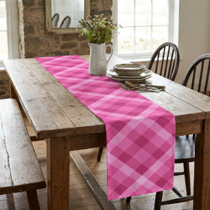 Beautiful Pink Magenta Plaid Small Table Runner