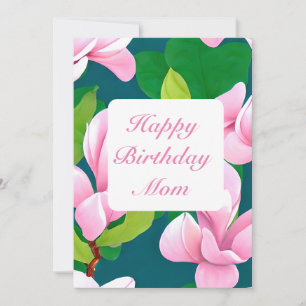 Beautiful Pink Magnolia Flowers Holiday Card