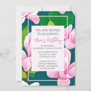 Beautiful Pink Magnolia Flowers Invitation
