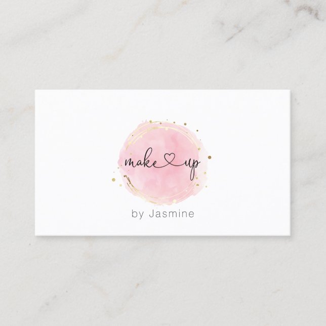 ★ Beautiful  Pink Make up Business Card (Front)