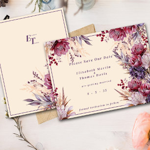 Beautiful Pink & Mauve Elegant Flowers Save The Date