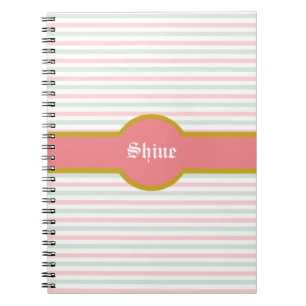 Beautiful Pink Mint & White Striped Notebook
