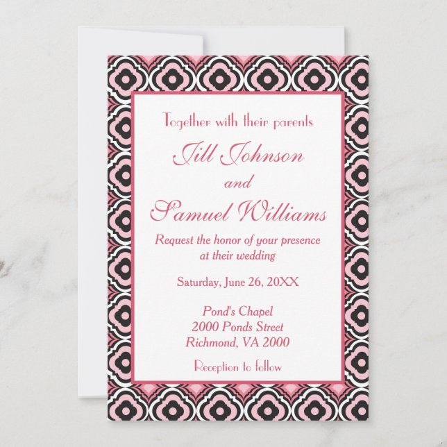 Beautiful Pink Modern Geometric Wedding Invitation (Front)