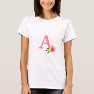 Beautiful Pink Monogram with Flower T-Shirt
