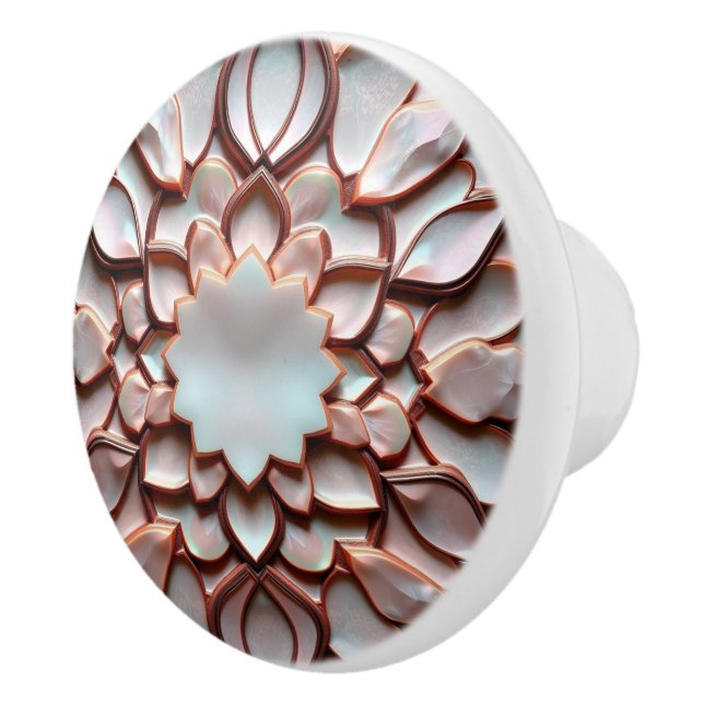 Beautiful pink offwhite pearl inspired ceramic knob (Right)