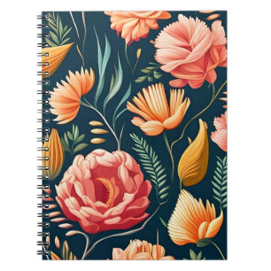 Beautiful Pink, Orange, and Red Flower Pattern Notebook