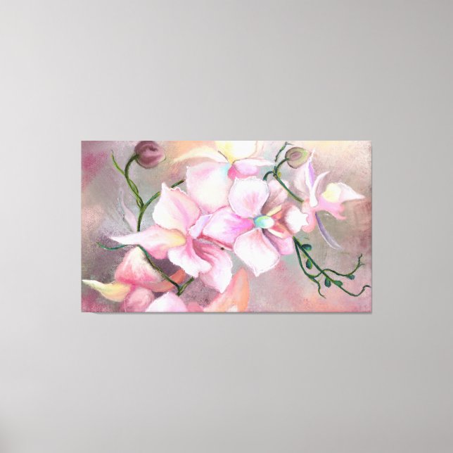 Beautiful Pink Orchid Flowers - Original Painting  Canvas Print (Front)