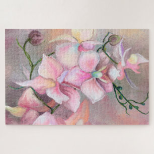 Beautiful Pink Orchid Flowers - Original Painting  Jigsaw Puzzle
