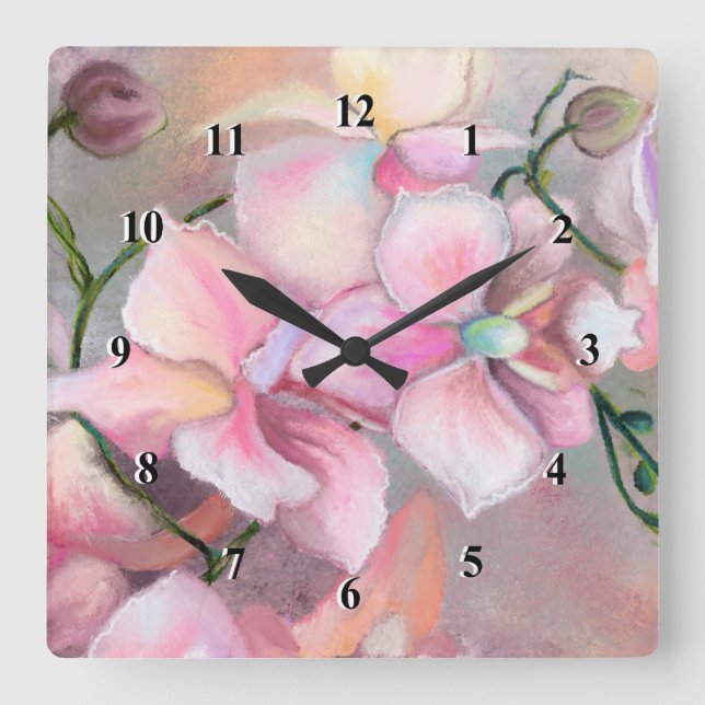 Beautiful Pink Orchid Flowers Wall Clock (Front)