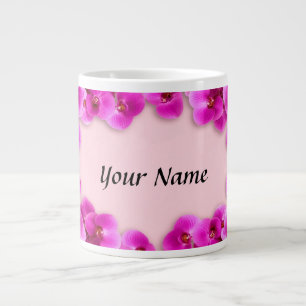 Beautiful Pink Orchids Framing a Blank Pastel Large Coffee Mug