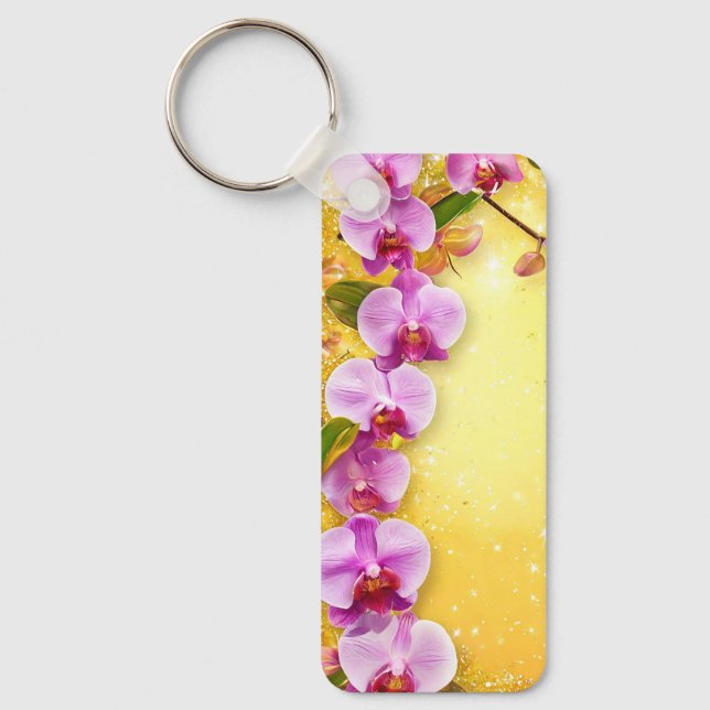 Beautiful Pink Orchids Key Ring (Front)