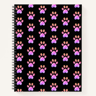 Beautiful Pink Paws on Black Notebook