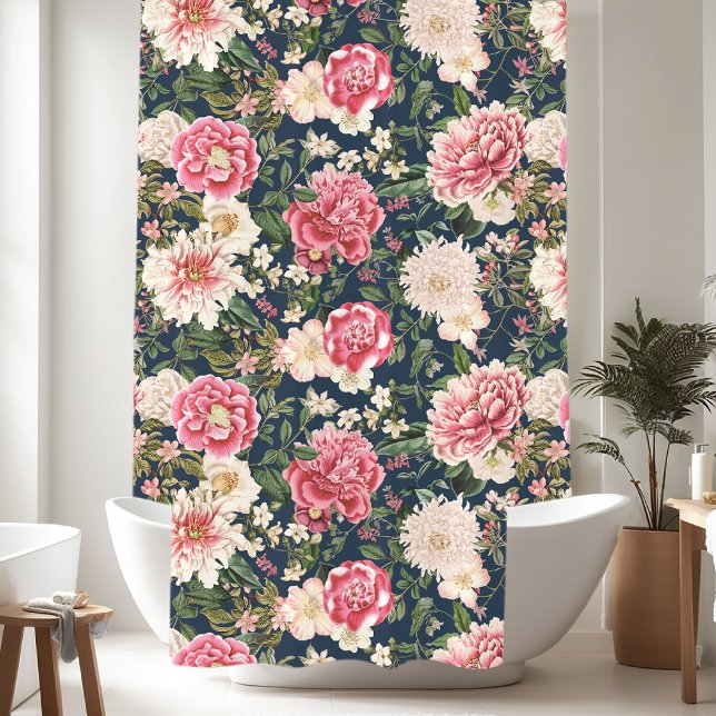 Beautiful Pink Peonies Floral Shower Curtain (Creator Uploaded)