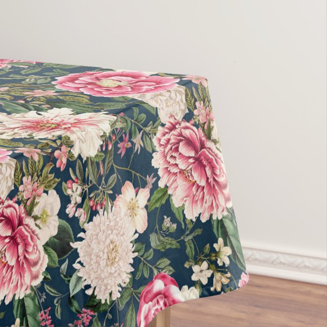 Beautiful Pink Peonies Floral Tablecloth (In Situ)