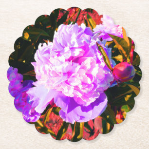 Beautiful Pink Peonies Round Paper Coaster