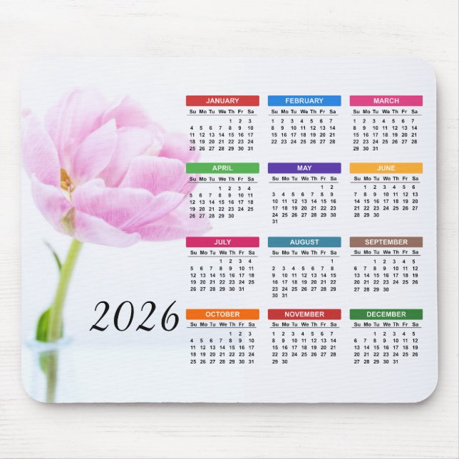 Beautiful Pink Peony | 2022 Floral Calendar Mouse Mat (Front)