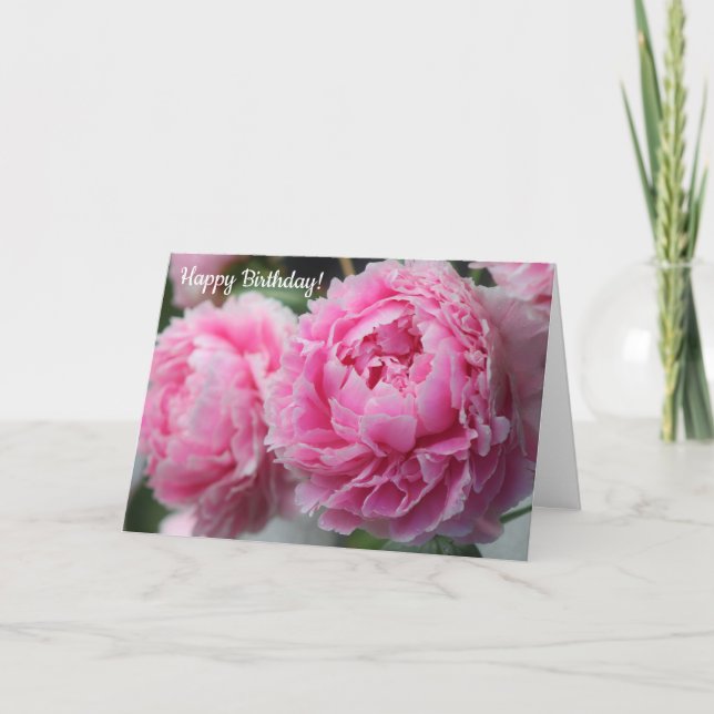 Beautiful Pink Peony Birthday Card (Front)