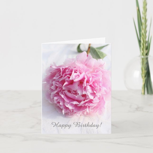 Beautiful pink peony, personalised greeting card (Front)