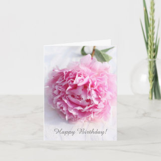 Beautiful pink peony, personalised greeting card