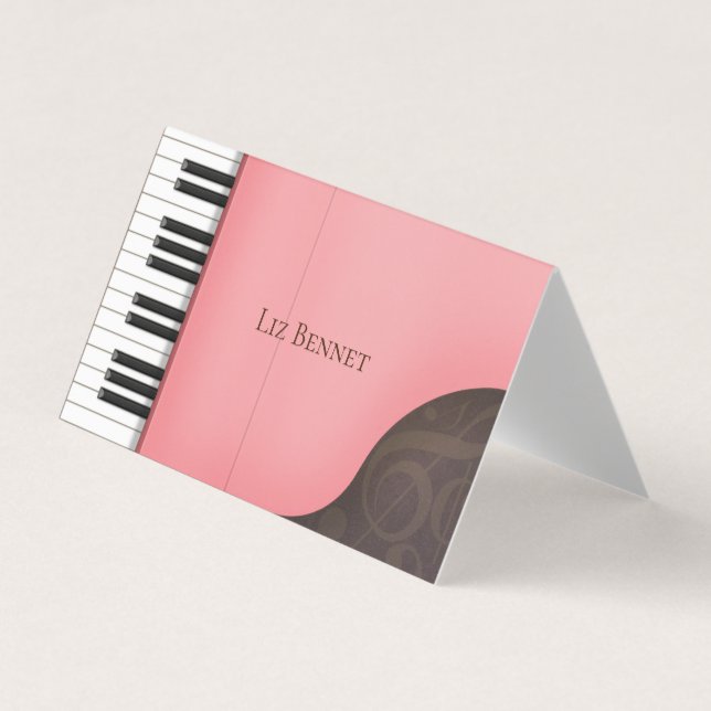 Beautiful Pink Piano Musician Performer Teacher Business Card (Front)