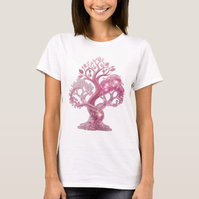 Beautiful Pink PINK GLITTER TREE Slogan Tee (Front)