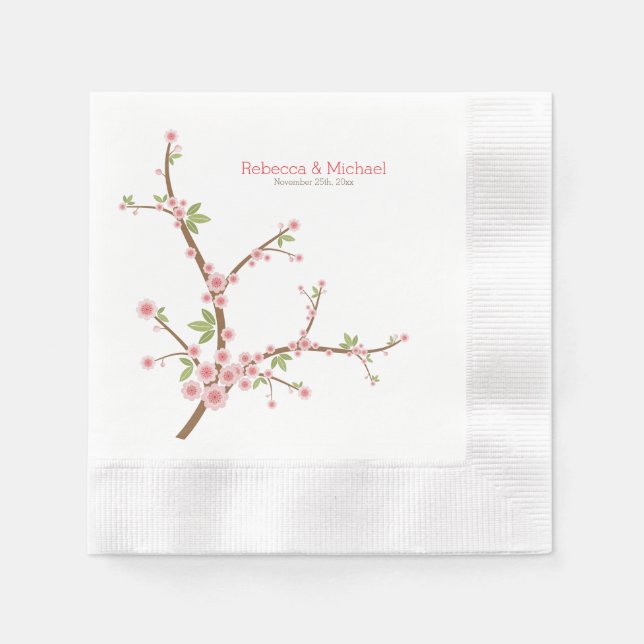 Beautiful Pink Plum Blossom Napkin (Front)
