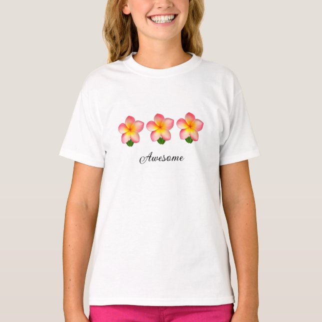 Beautiful Pink Plumeria Flowers T-Shirt (Front)