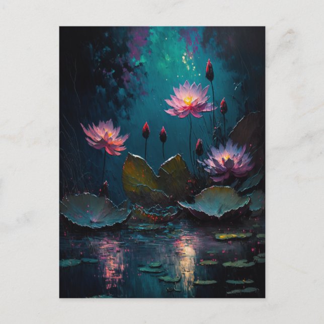 Beautiful Pink Pond Flowers Postcard (Front)