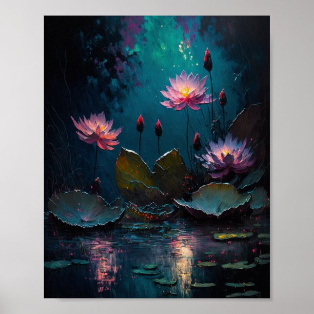 Beautiful Pink Pond Flowers Poster (Front)