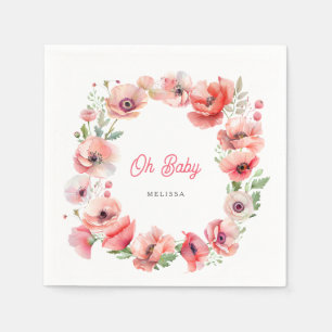 Beautiful Pink Poppy  Oh Baby Napkin