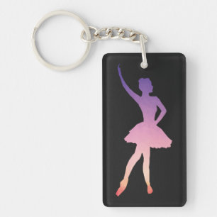 Beautiful pink purple ballerina girl key ring