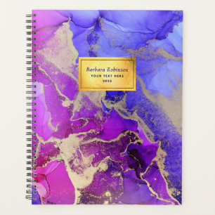 Beautiful Pink Purple Gold Abstract Ink Planner