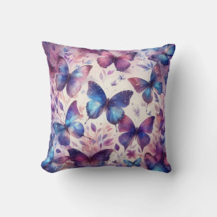 Beautiful Pink Purple Watercolor Butterfly Cushion