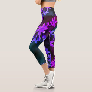 Beautiful Pink Purple Wild Garlic Flowers Capri Leggings