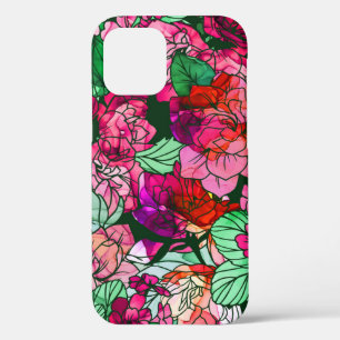 Beautiful Pink Raspberry Burgundy Red Garden Flora iPhone 12 Case