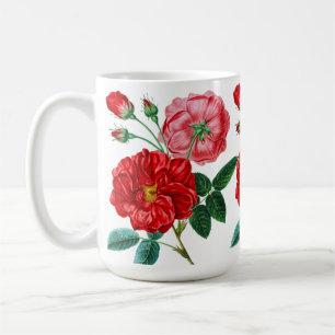 Beautiful Pink, Red Floral Flowers Drawing Coffee Mug
