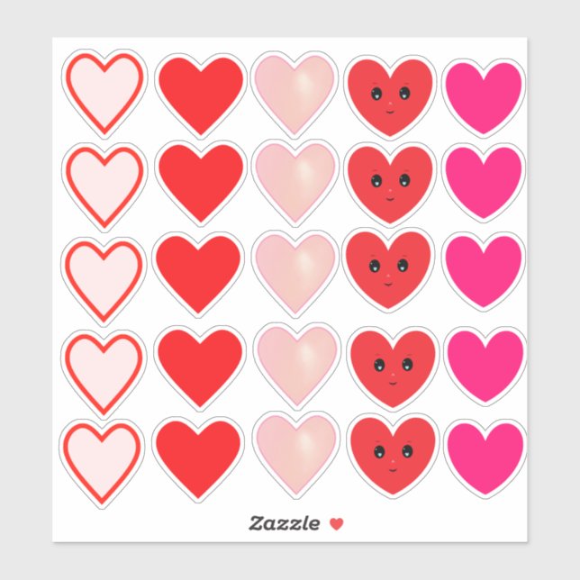 Beautiful Pink & Red Love Hearts (Sheet)