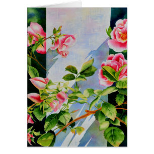 Beautiful  pink red white roses watercolor floral