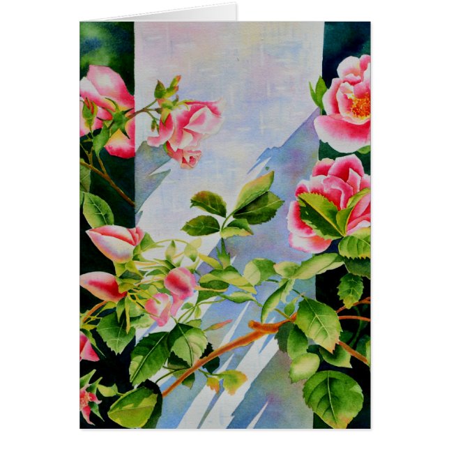 Beautiful  pink red white roses watercolor floral (Front)