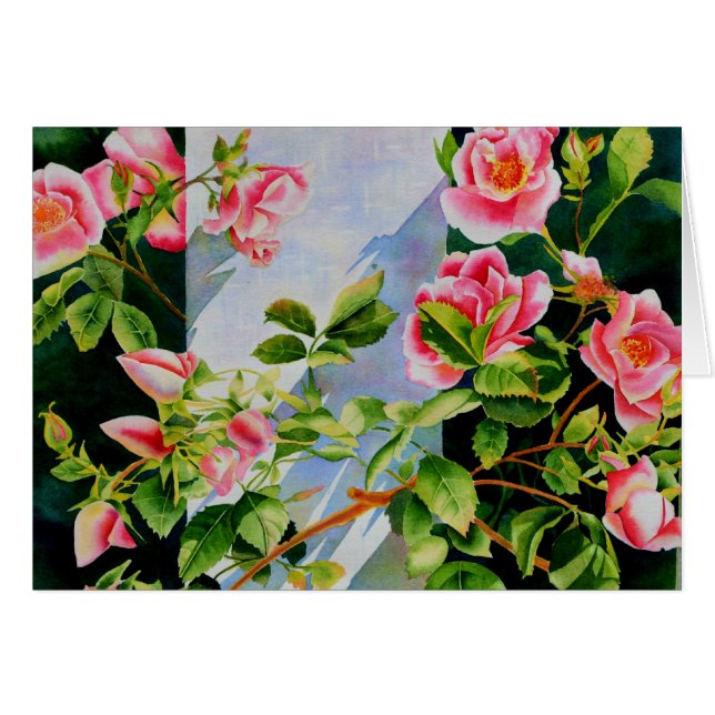 Beautiful  pink red white roses watercolor floral (Front Horizontal)