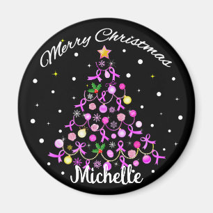 Beautiful Pink Ribbon Christmas Tree Magnet