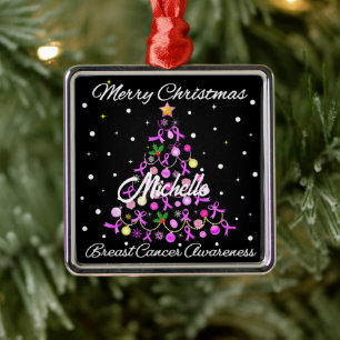 Beautiful Pink Ribbon Christmas Tree Metal Tree Decoration