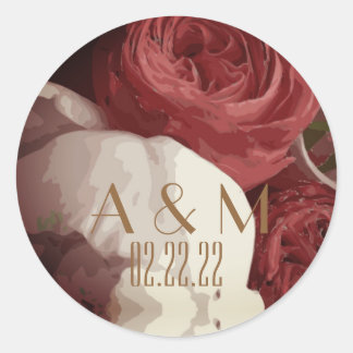 Beautiful Pink Rose and Peony Vintage Floral Art Classic Round Sticker