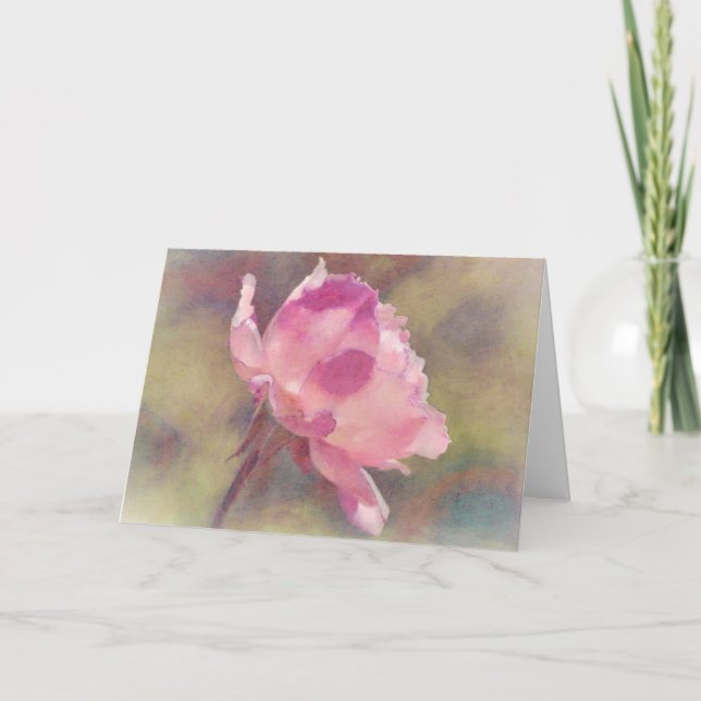 Beautiful Pink Rose Art Note Card (Front)