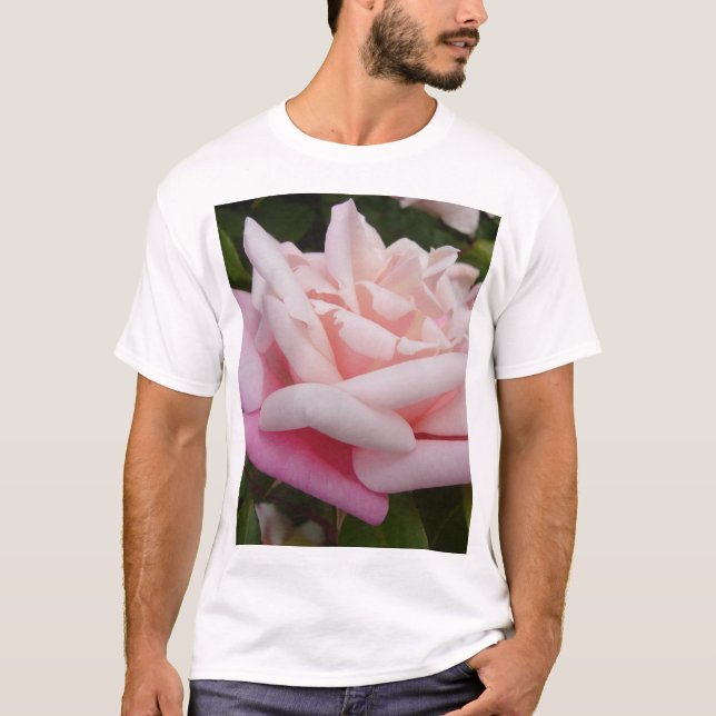 Beautiful Pink Rose Best Mom Flower Design T-Shirt (Front)